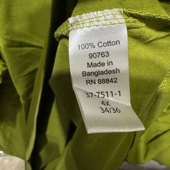 Roman’s size 4X 34/36 avocado green cotton new in package tunic top - Picture 5 of 7